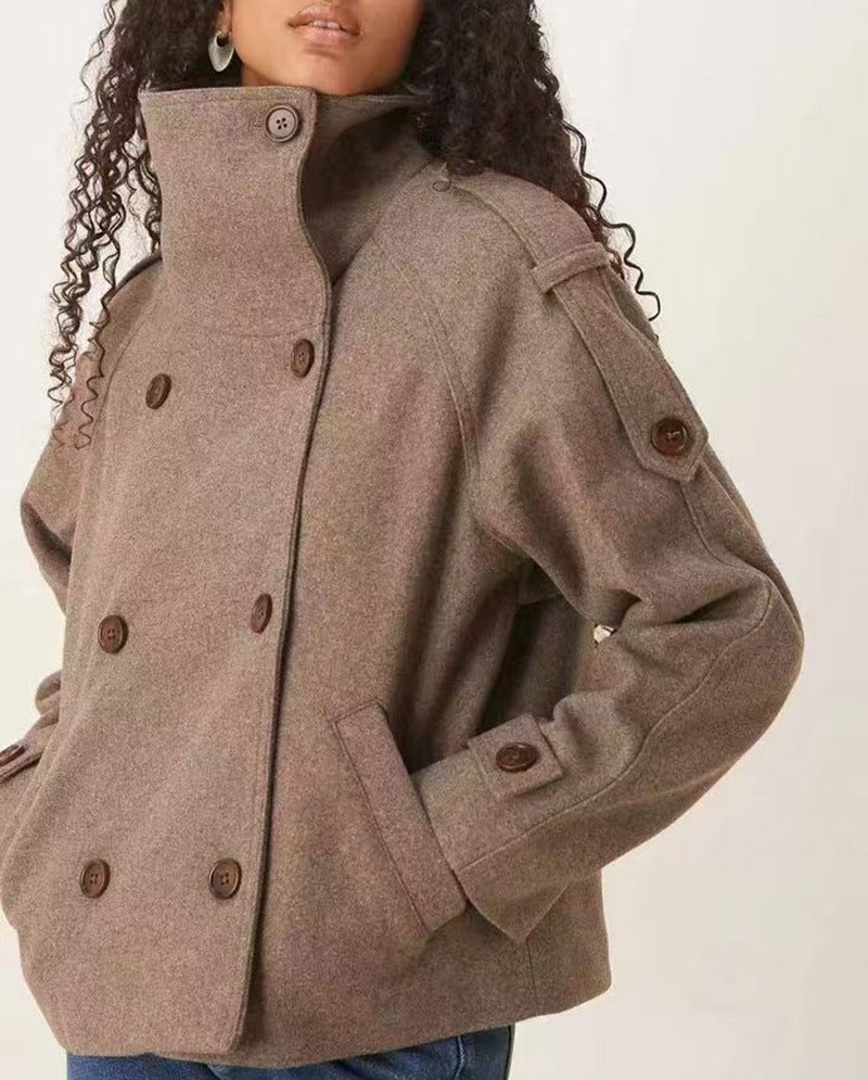 Womens Wool Blend Double Breasted Coat