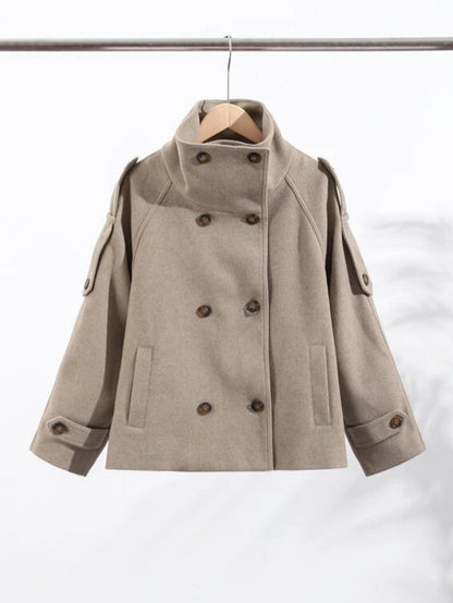 Womens Wool Blend Double Breasted Coat