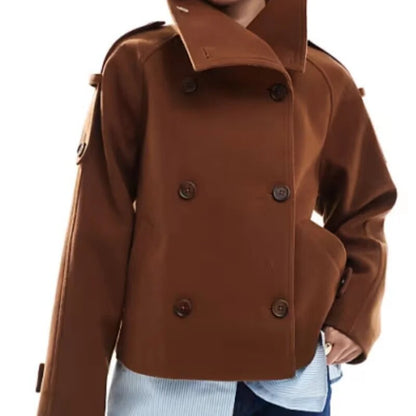 Womens Wool Blend Double Breasted Coat