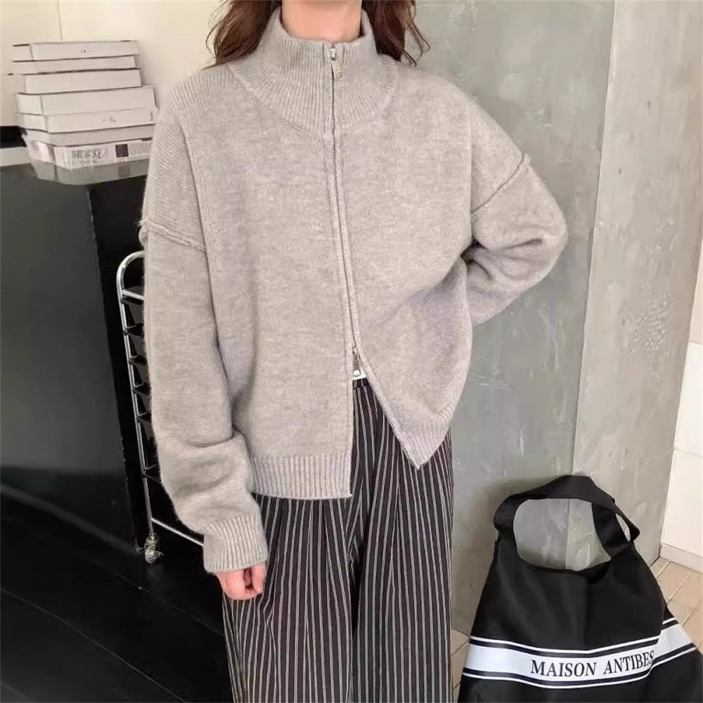 Double Zip Sweater Coat