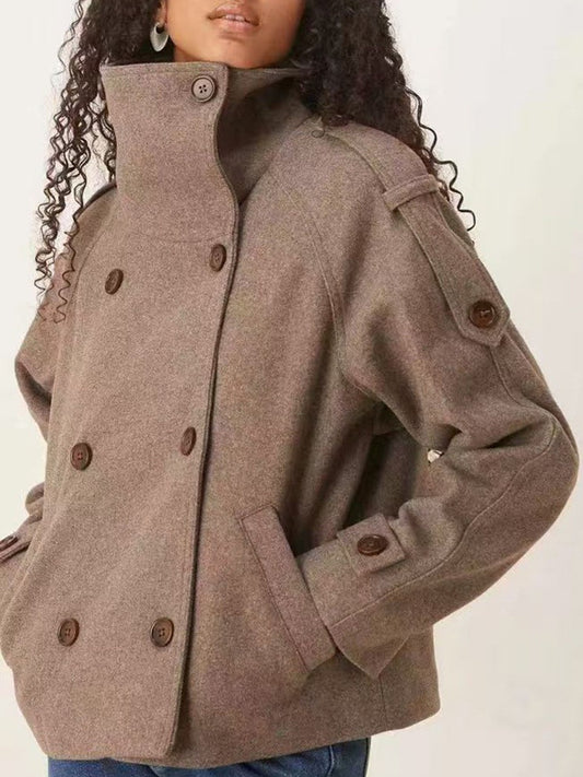 Womens Wool Blend Double Breasted Coat